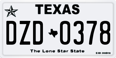 TX license plate DZD0378