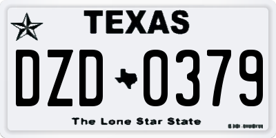 TX license plate DZD0379