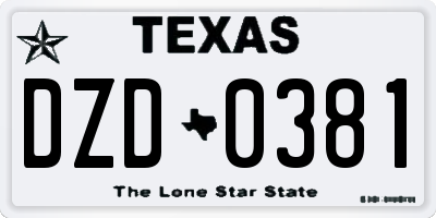 TX license plate DZD0381