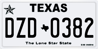TX license plate DZD0382