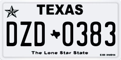 TX license plate DZD0383