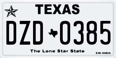 TX license plate DZD0385