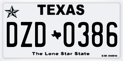 TX license plate DZD0386