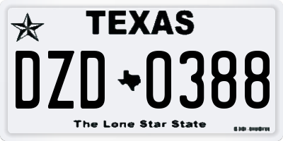 TX license plate DZD0388