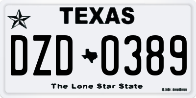 TX license plate DZD0389
