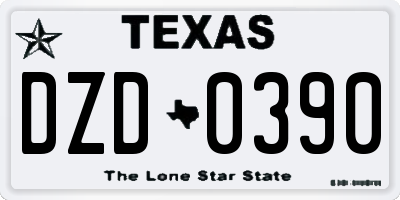 TX license plate DZD0390