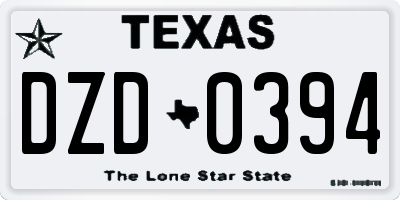 TX license plate DZD0394