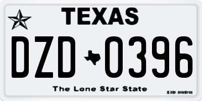 TX license plate DZD0396