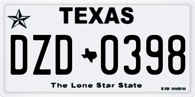 TX license plate DZD0398