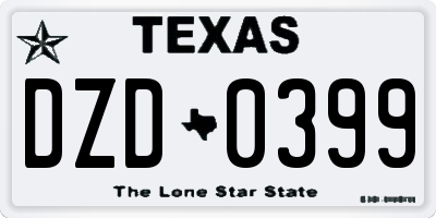 TX license plate DZD0399