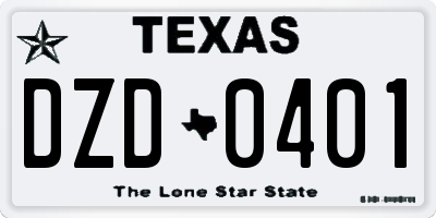 TX license plate DZD0401
