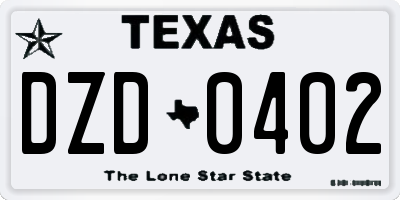 TX license plate DZD0402