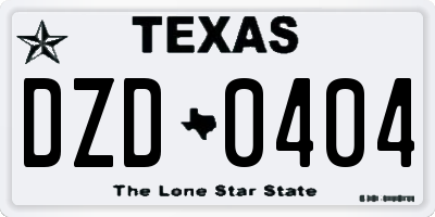 TX license plate DZD0404