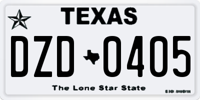 TX license plate DZD0405