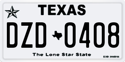 TX license plate DZD0408