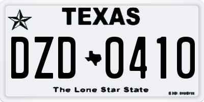 TX license plate DZD0410
