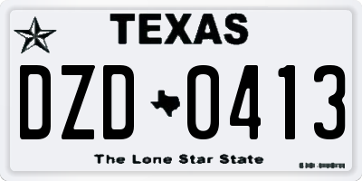 TX license plate DZD0413