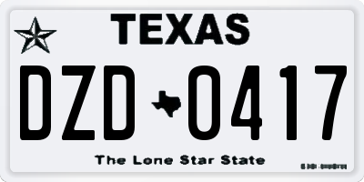 TX license plate DZD0417