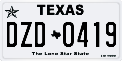 TX license plate DZD0419