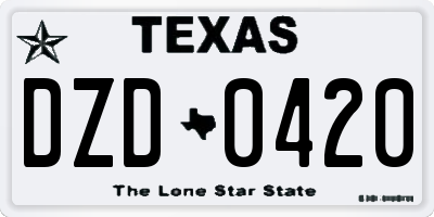 TX license plate DZD0420