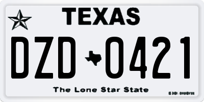 TX license plate DZD0421