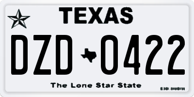 TX license plate DZD0422