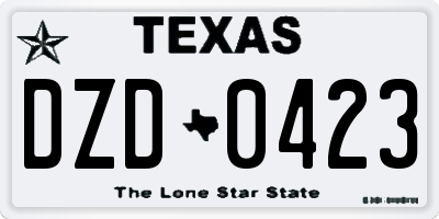 TX license plate DZD0423