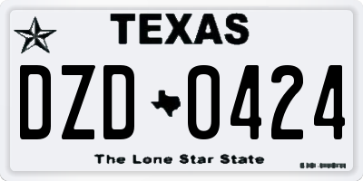 TX license plate DZD0424