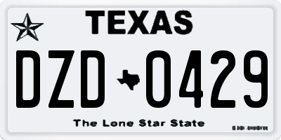 TX license plate DZD0429