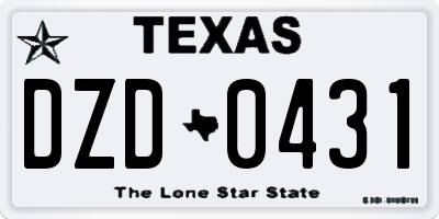 TX license plate DZD0431