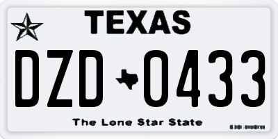 TX license plate DZD0433