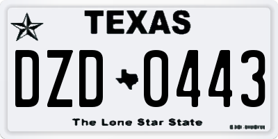 TX license plate DZD0443