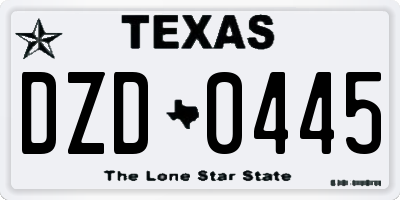TX license plate DZD0445