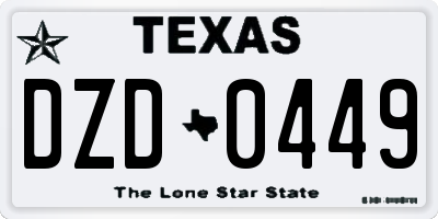 TX license plate DZD0449