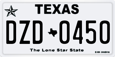 TX license plate DZD0450