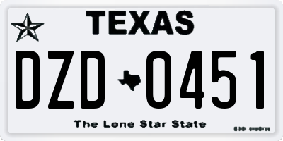 TX license plate DZD0451