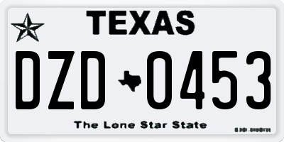 TX license plate DZD0453