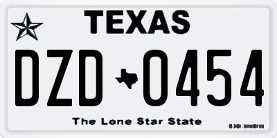 TX license plate DZD0454