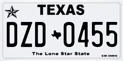 TX license plate DZD0455