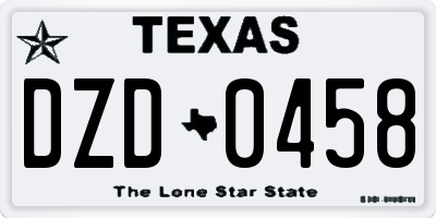 TX license plate DZD0458