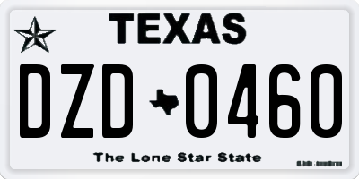 TX license plate DZD0460