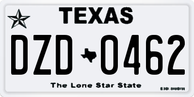 TX license plate DZD0462
