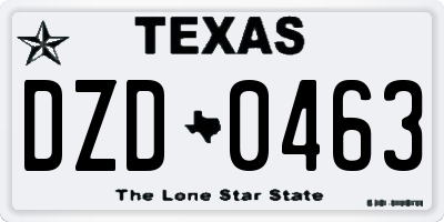 TX license plate DZD0463