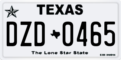 TX license plate DZD0465
