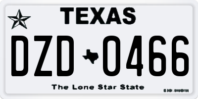 TX license plate DZD0466