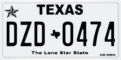 TX license plate DZD0474