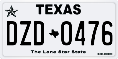 TX license plate DZD0476