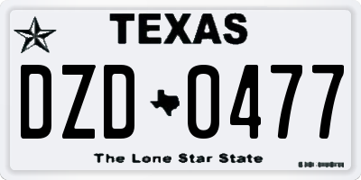 TX license plate DZD0477