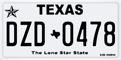 TX license plate DZD0478