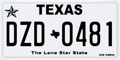TX license plate DZD0481